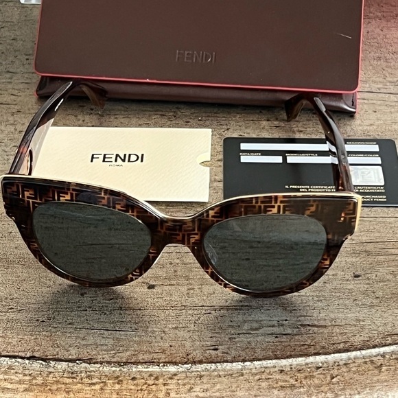 FENDI F is FENDI FF 55mm Havana Cat Eye Sunglasses - Picture 12 of 14